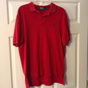 A large red polo shirt